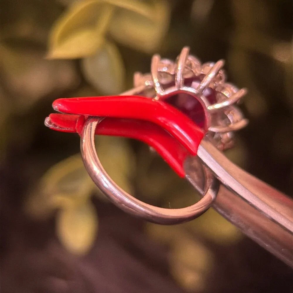 Sterling Silver Ruby/Cz Flower‎ Ring